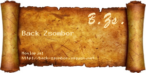Back Zsombor névjegykártya